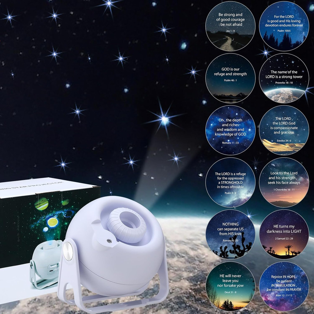 Bible Verses Projector Galaxy Projector Includes 12 Interchangeable Christian Di