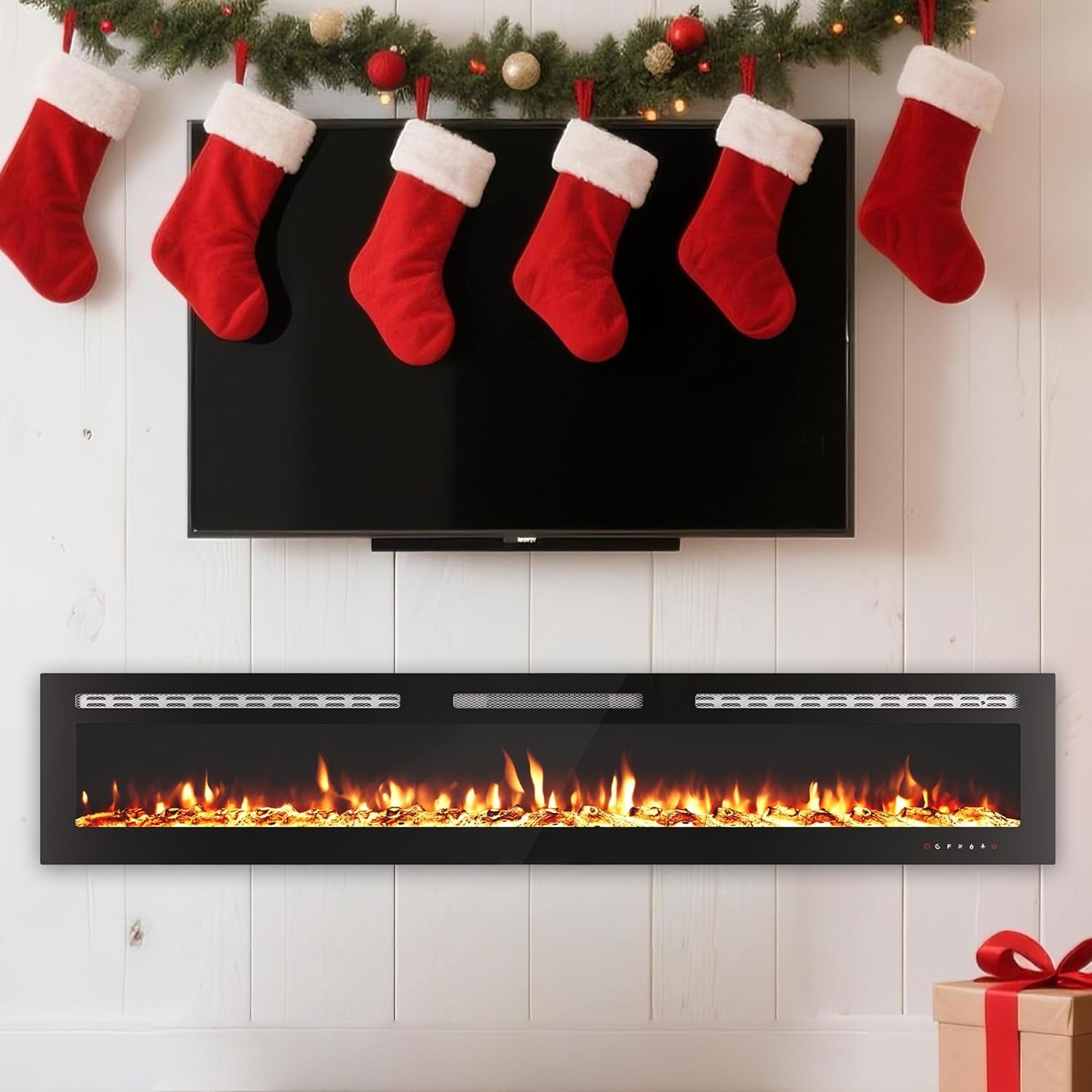 72 Inch Electric Fireplace in-Wall Recessed and Wall Mounted Heater 750W/1500W