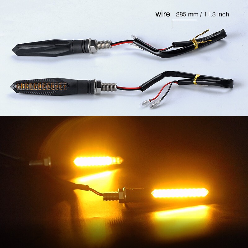 4X Sequential Flowing Motorcycle LED Turn Signal Blinker Light Indicator Amber