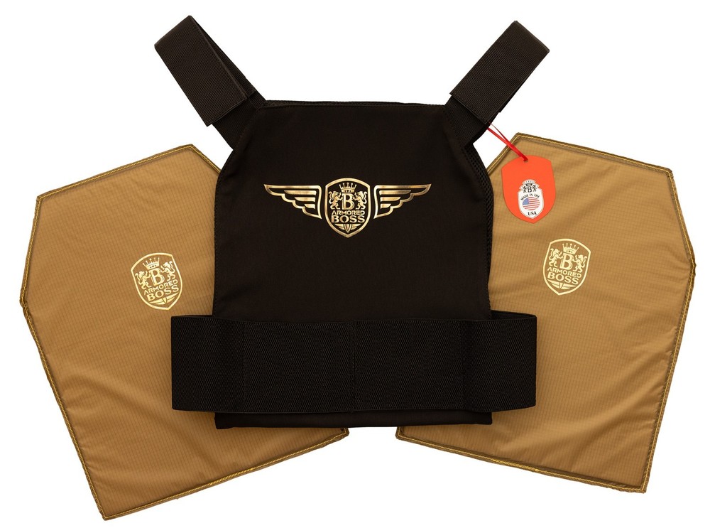 Lightweight Concealable Security Guard Vest +Two 11"x14" Soft Level 3A Panels