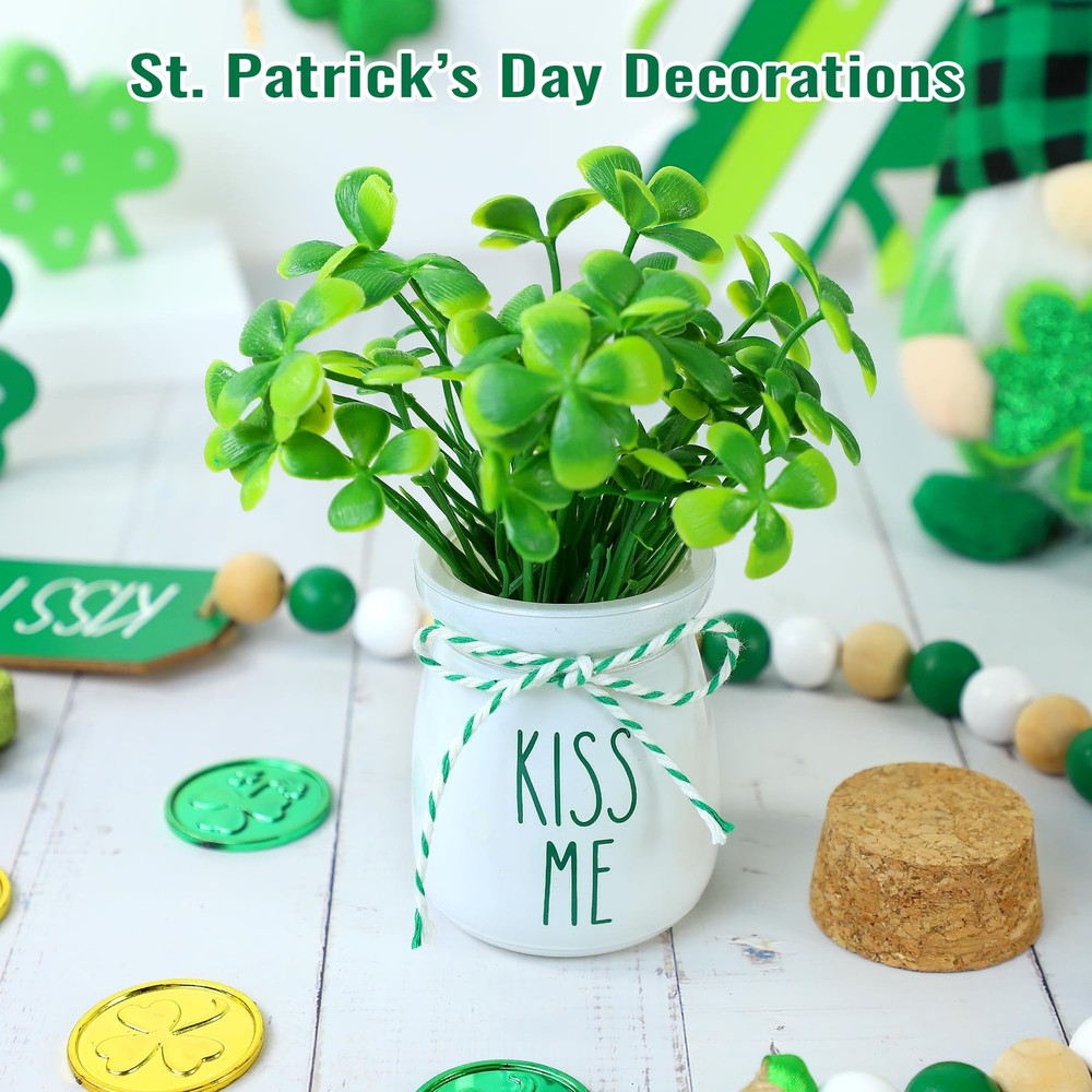 St. Patrick’s Day Decorations, 4 Pcs St.Patrick's Day Mini Mason Jars with