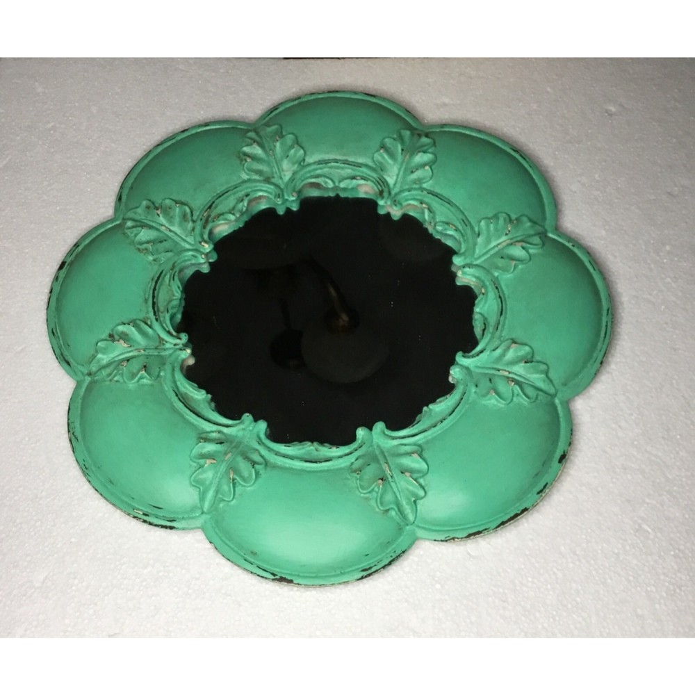 Trendy Chalkware/Plaster 14" X 14" Distressed Round Flower Mirror