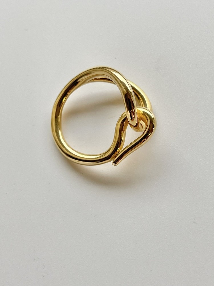Authentic】HERMES Jumbo Scarf Ring - Gold Finish - Iconic Hook Design
