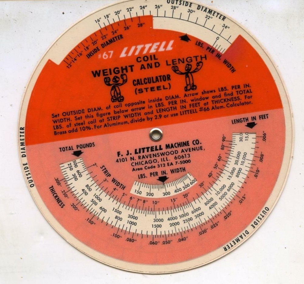 F.J. LITTELL MACHINE CO. ILL. ENGINEERING CALCULATOR WHEEL C  1940 REF: 9220G
