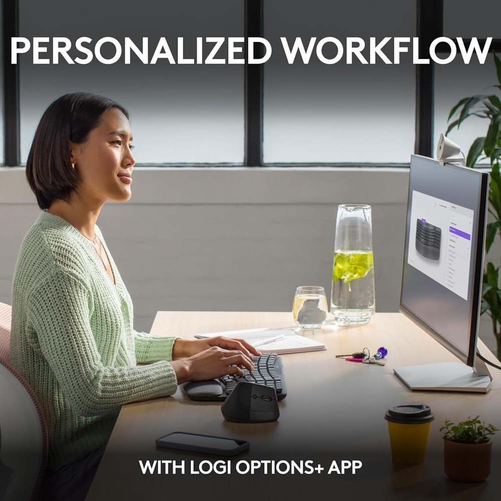 Logitech Wave Keys Wireless Ergonomic Keyboard with Cushioned Palm Rest Graphite