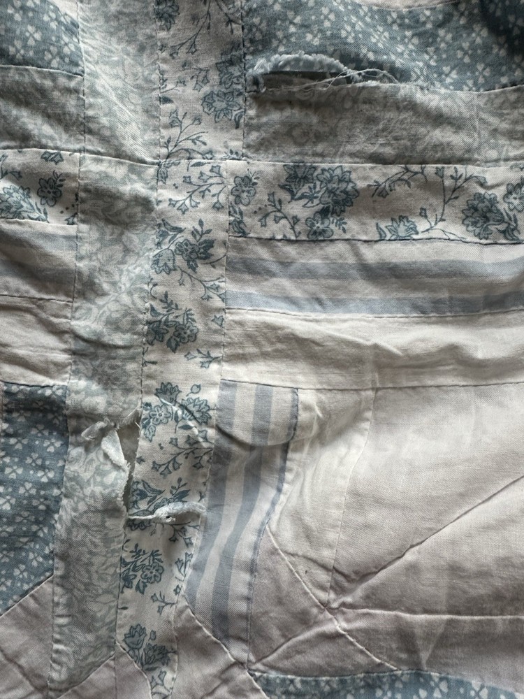 Cutters Handmade patchwork quilt with blue and white fabrics