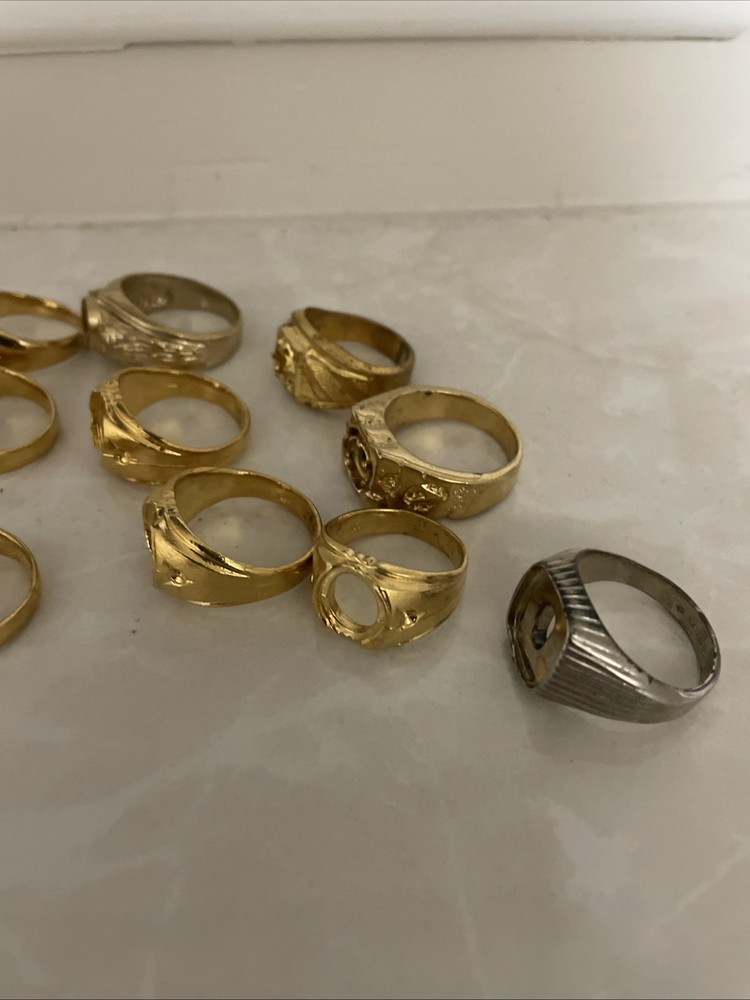 14 Assorted Plated Brass Ring Mounting Settings
