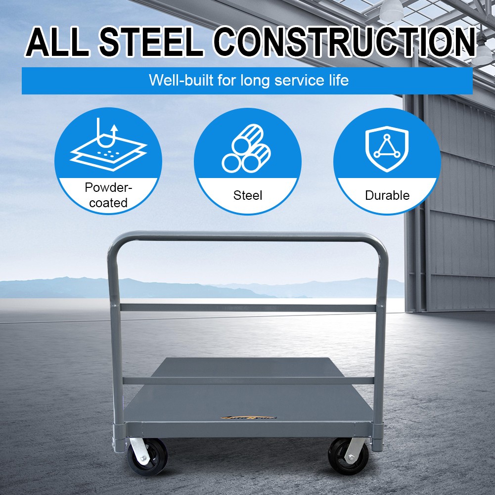 Heavy Duty Industrial Push Cart Steel Platform Truck 72" Lx 36" 2000lb Capacity