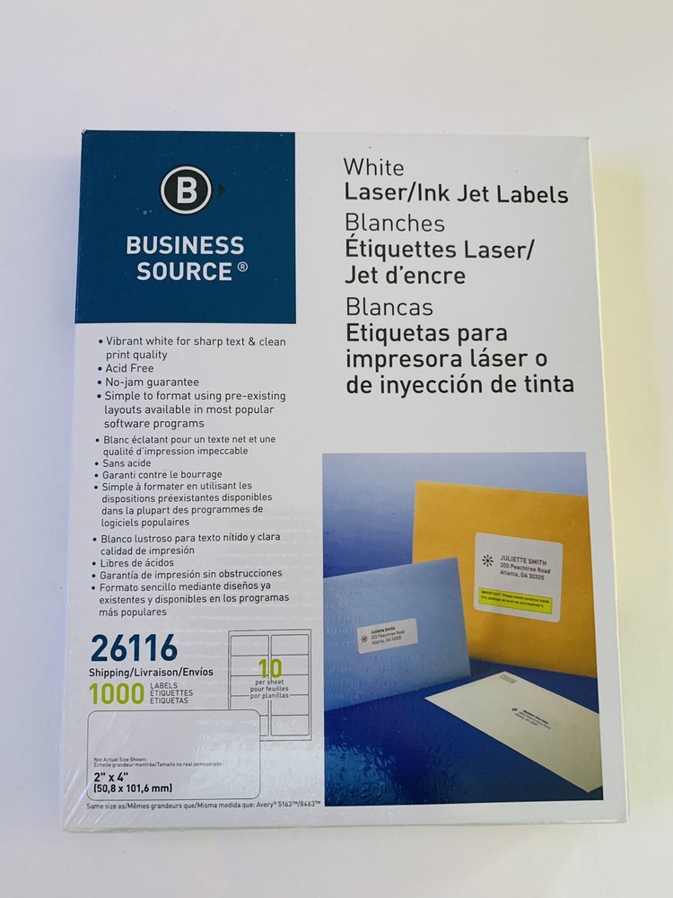 Business Source Mailing Laser Labels *2 by 4*