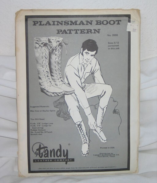 Vintage Tandy Leather Plainsman Boot Pattern Unopened / Uncut / Complete!