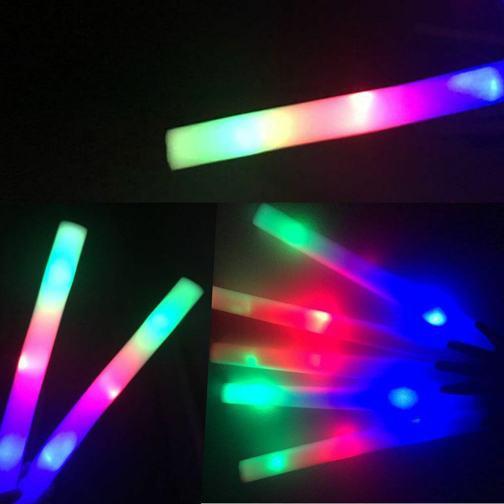 100PCS LED Foam Glow Sticks Party Wedding Flashing LED Light Stick Light-up Bar