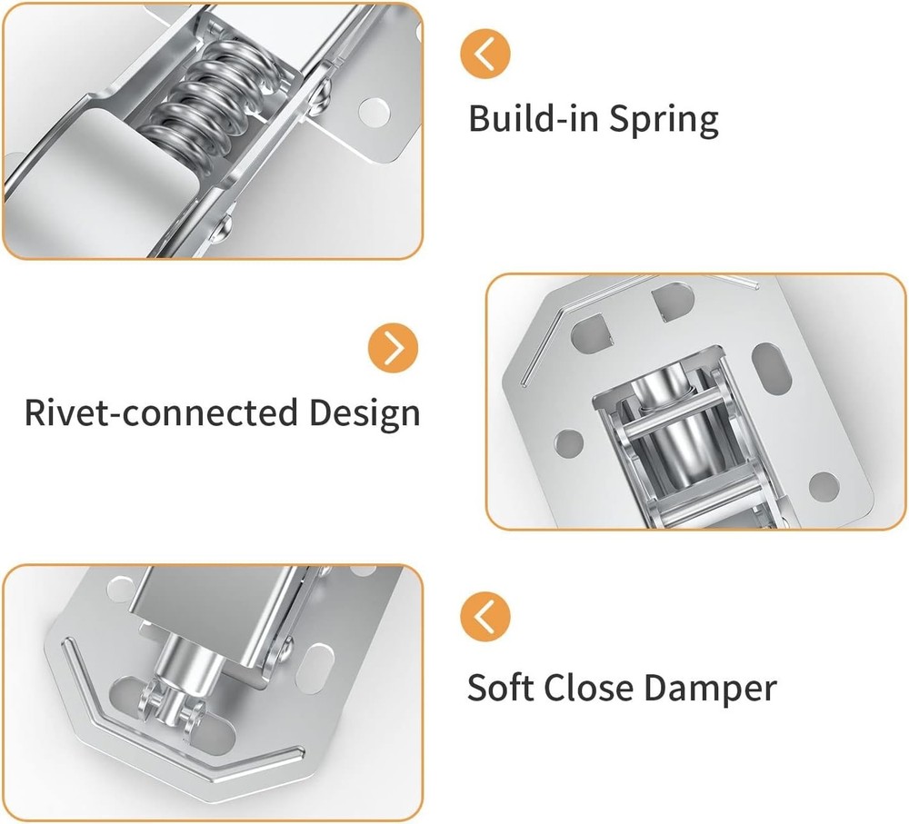 Satin Nickel Soft Close Spring Hinges - 20 Count, Quick Install, Durable Design