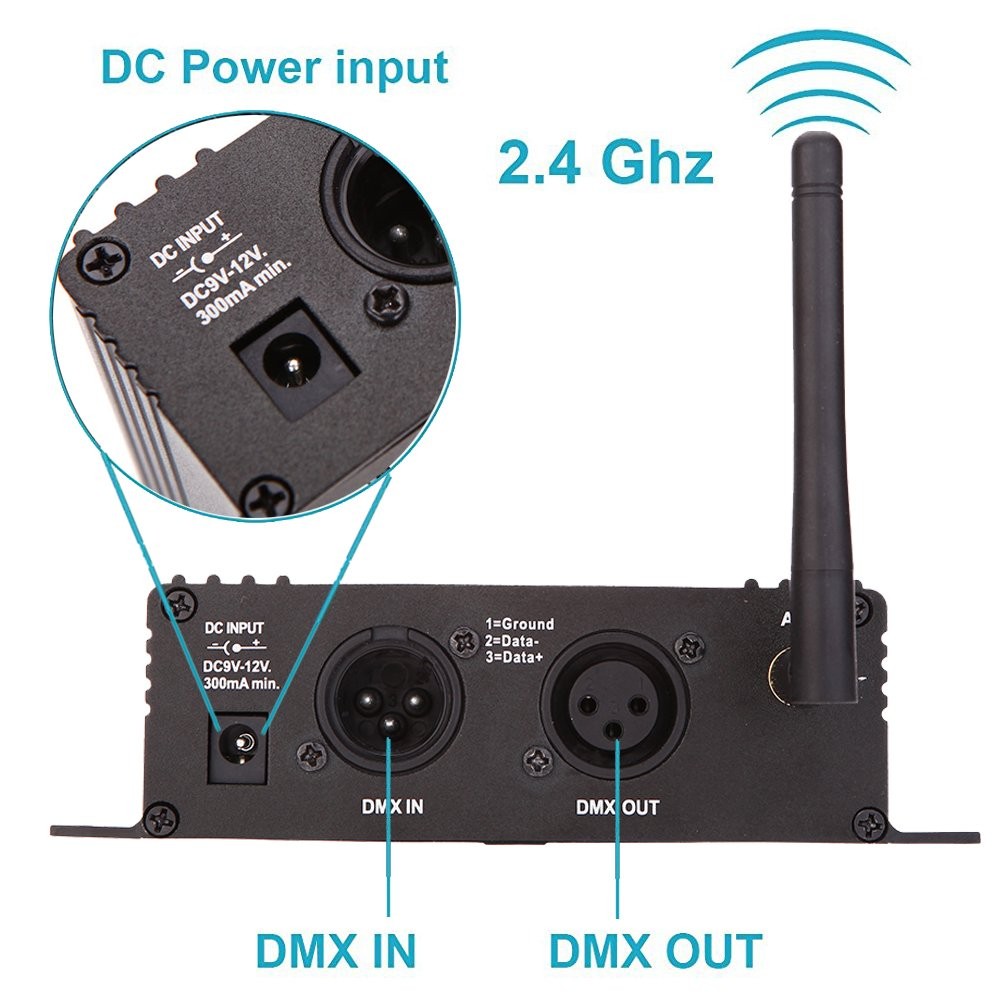 DMX512 Controller 2.4G Wireless Controller Transmitter Receiver LCD Display Powe