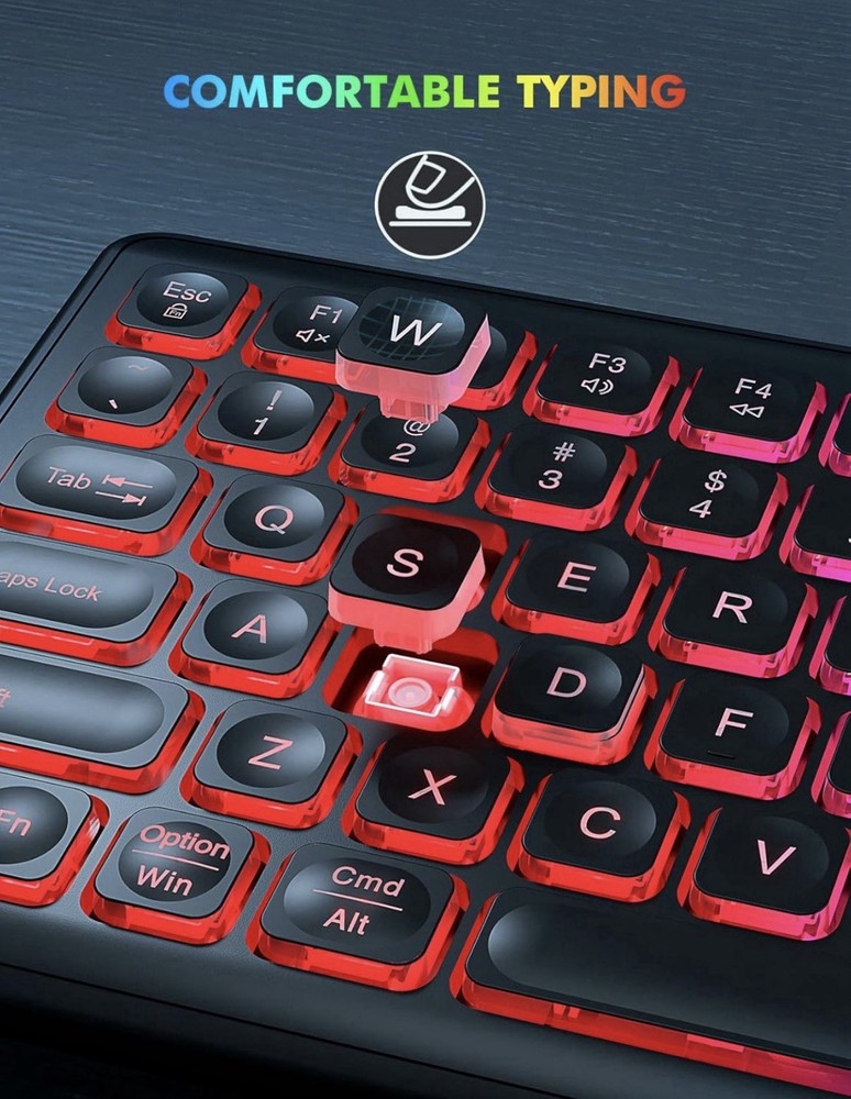 Trueque Wireless Keyboard and Mouse Combo, RGB Backlit, Rechargeable Full Size