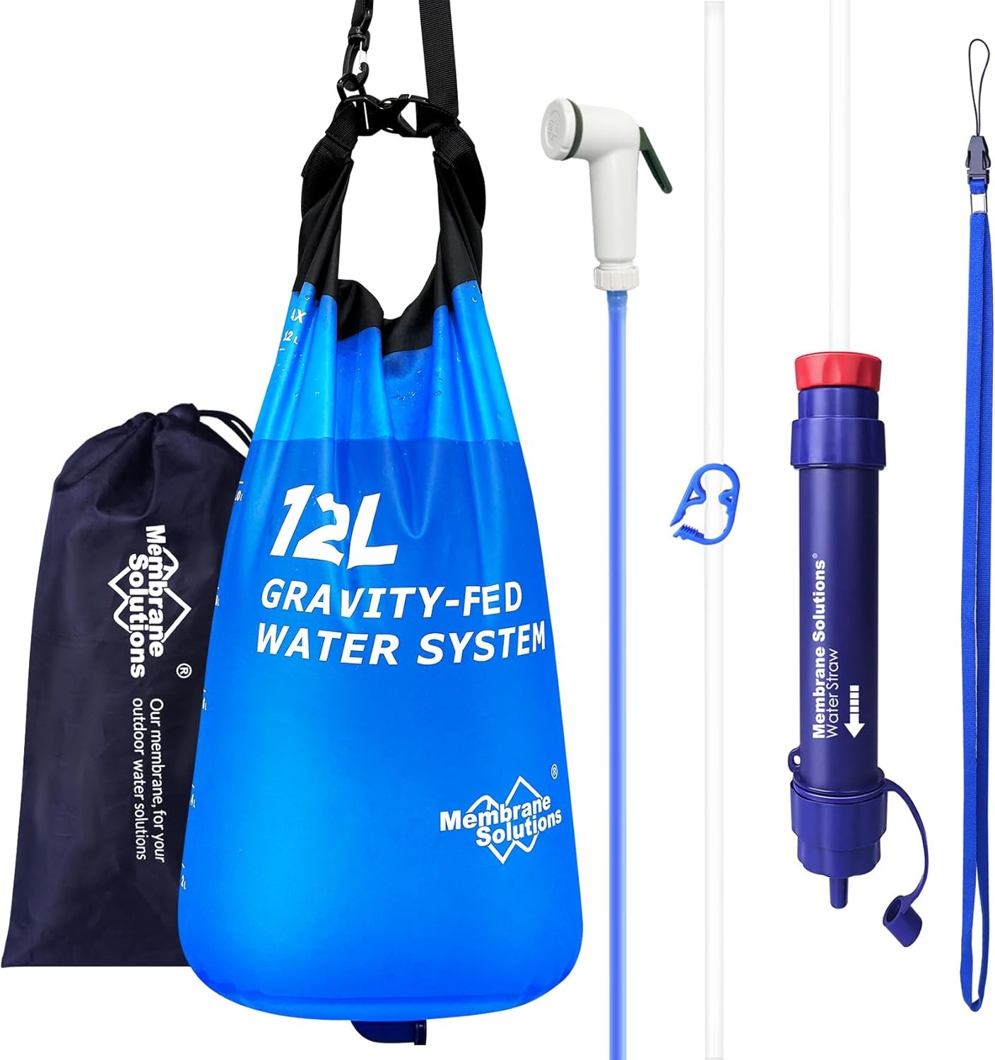 Gravity Water Filter System,12L Camping Shower Bag,Water Filter Survival Hiking