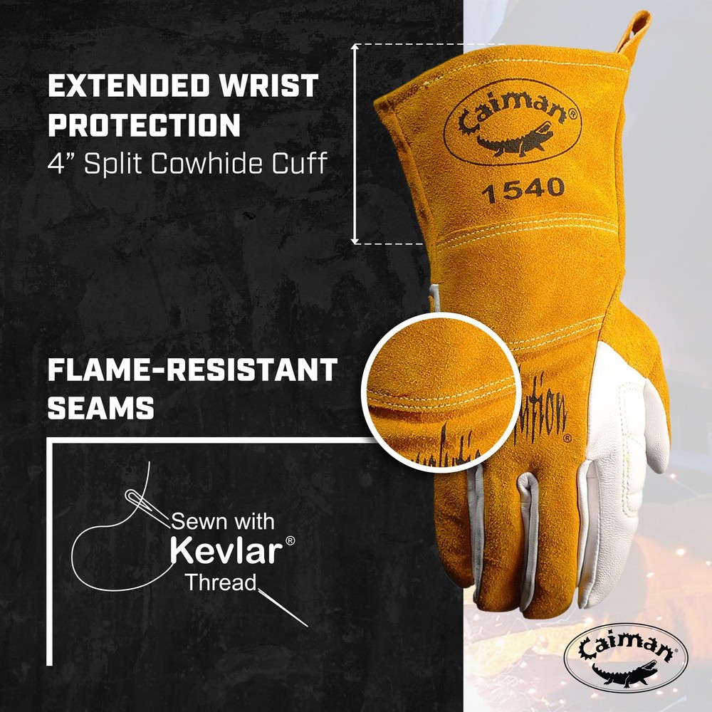 Premium Goat Grain TIG/Multi-Task Welding Gloves, Split Cowhide Back, 4-Inch ...