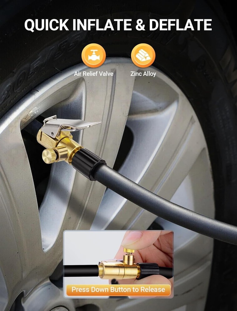 Universal Tire Inflator Chuck Adapter Set - Quick Release & Strong Seal (2-Pack)