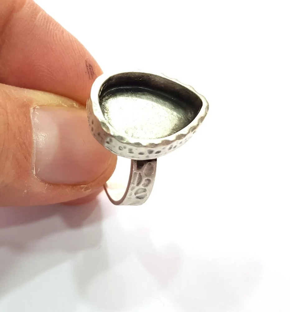 Ring Blank Setting Hammered Ring Base Bezel inlay Ring Backs Glass Cabochon