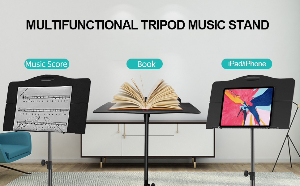 Sheet Music Stand Professional Portable Music Stand Carrying Bag Folding Black
