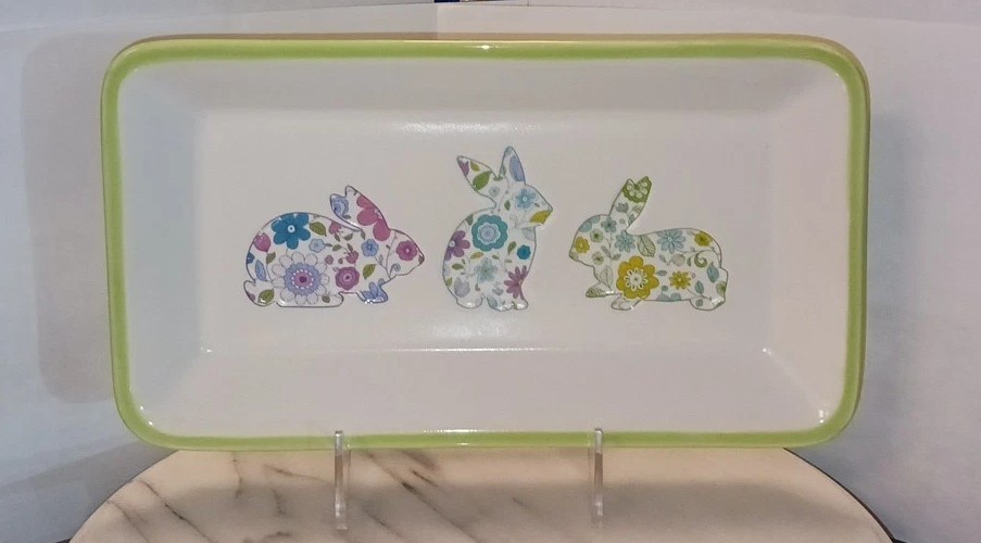 Easter Hallmark 'Spring is Served' Bunny Rabbit Tray - Ceramic Serving Tray