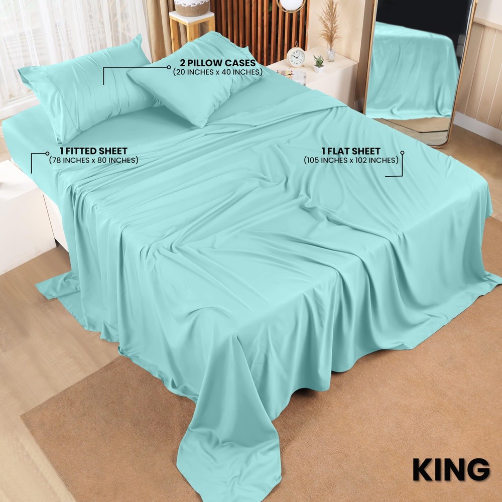 Utopia Bedding King Bed Sheets Set - 4 Piece Bedding - Brushed Microfiber - S...