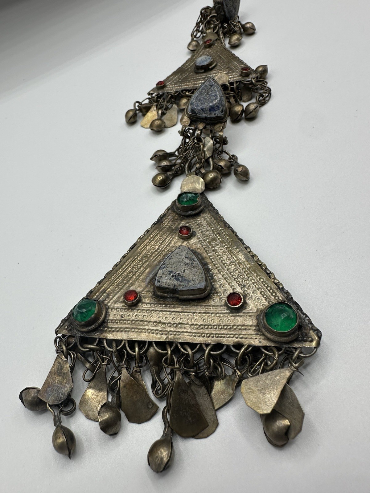 Vtg Tribal Kuchi MultiStones and Alpaca Hair Piece. Sonorous rattling.See pics.