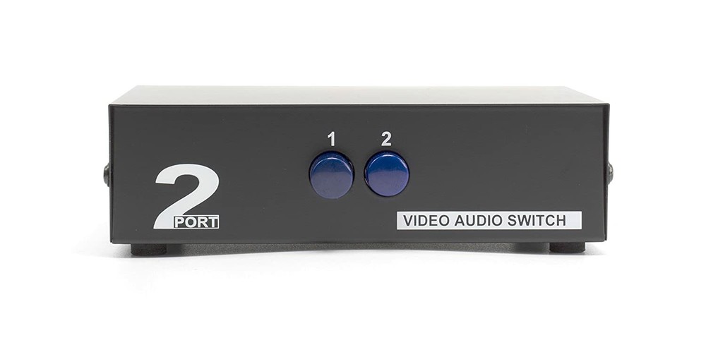 2 Way Switch Composite Video Switcher -Black- with RCA AV Cable