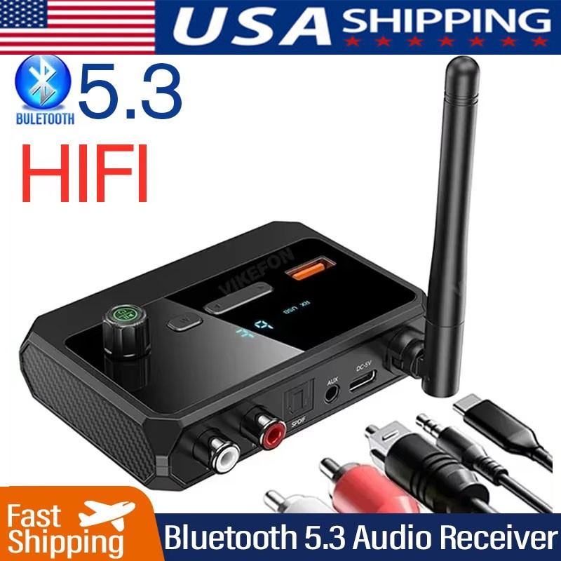 Bluetooth 5.3 Home Stereo Audio Receiver AUX Optical HD Music to RCA Adapter