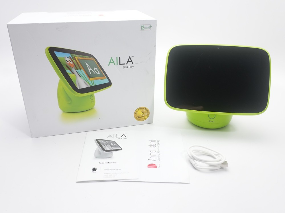 CRACKED AILA Sit & Play Learning System Educational Toddler Tablet Green w/ Box