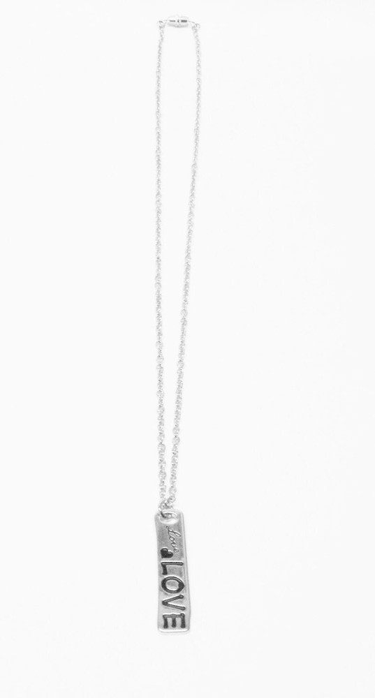 Oblong Silver Plated “LOVE” Charm Necklace