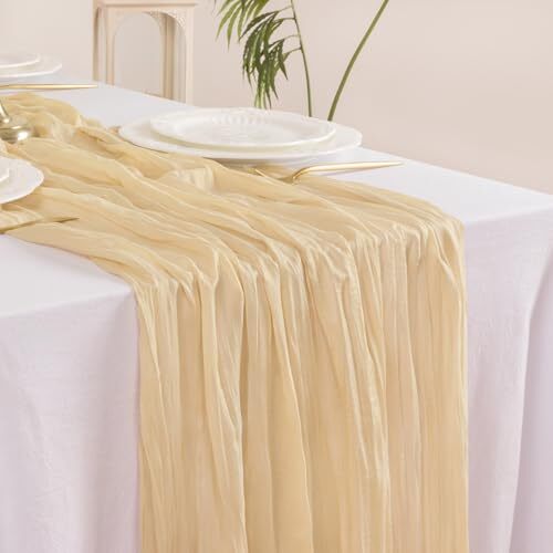 Champagne Table Runner Spring Easter Cheesecloth Table Runner 10ft x 1pc Sand