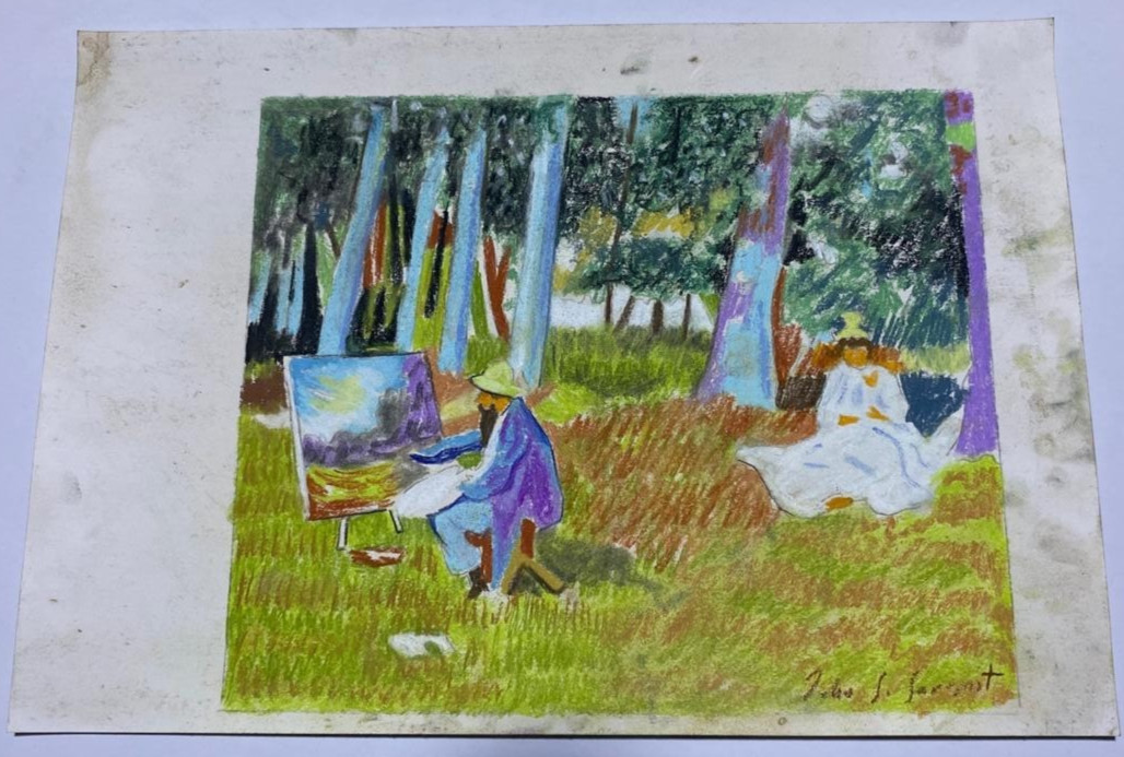 JOHN SINGER SARGENT Drawing on paper (Handmade) signed and stamped mixed media.