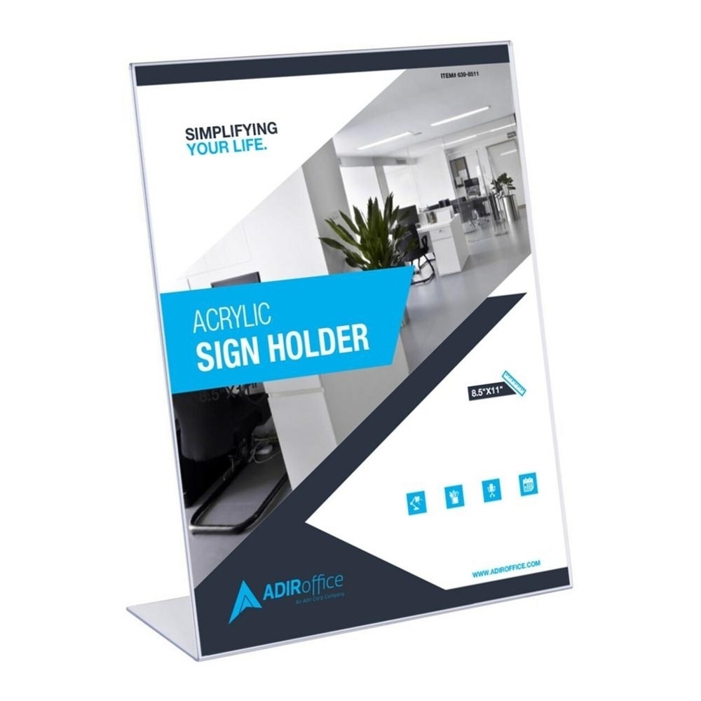 AdirOffice 8.5 x 11 inch Acrylic Sign Holder Clear Display Slanted