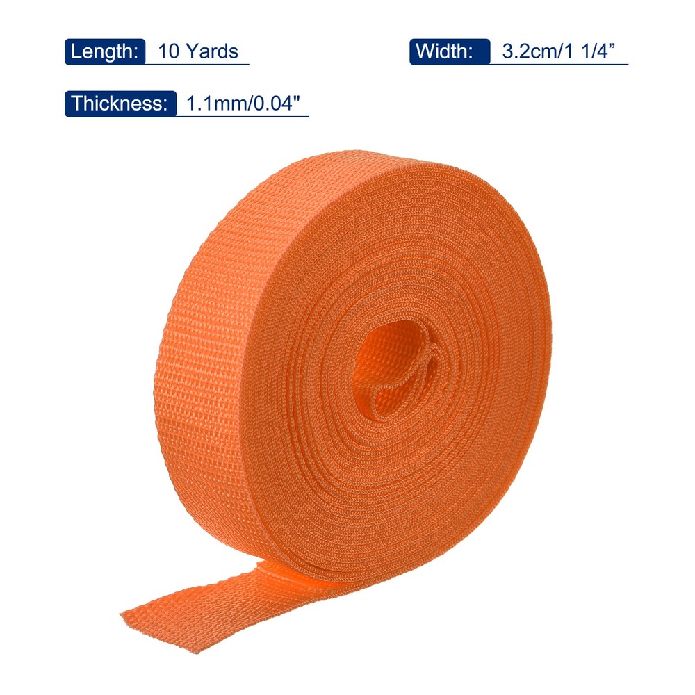 Lightweight Polypropylene Webbing Strap 1 1/4" 10 Yard Backpack Light Orange