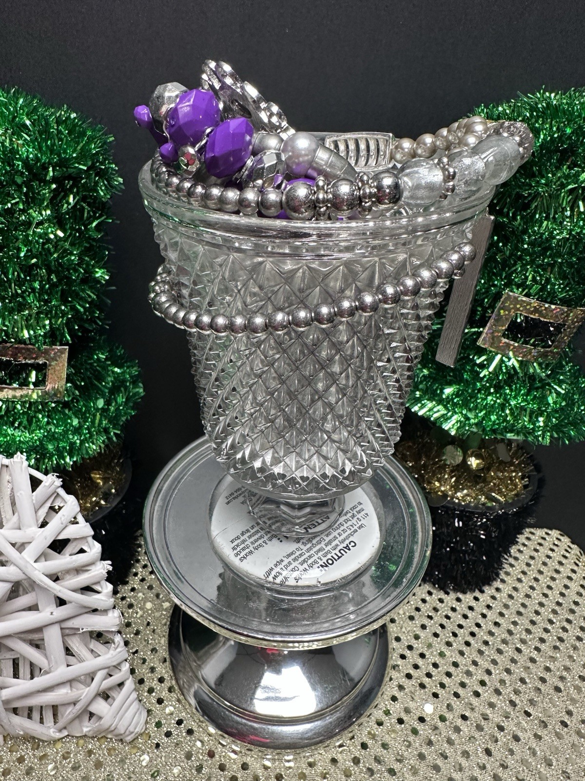 Mystery Jewelry Jar Over 20 Pieces Of Mixed Jewelry In A Frosted Glass Vase