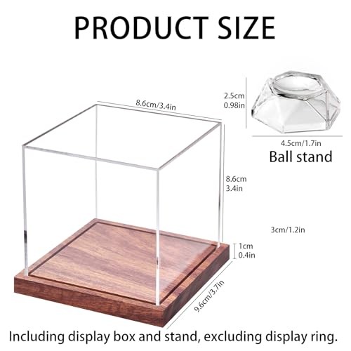 LITY Golf Ball Display Case, No Assembly Required Clear Cube with Solid Wooden