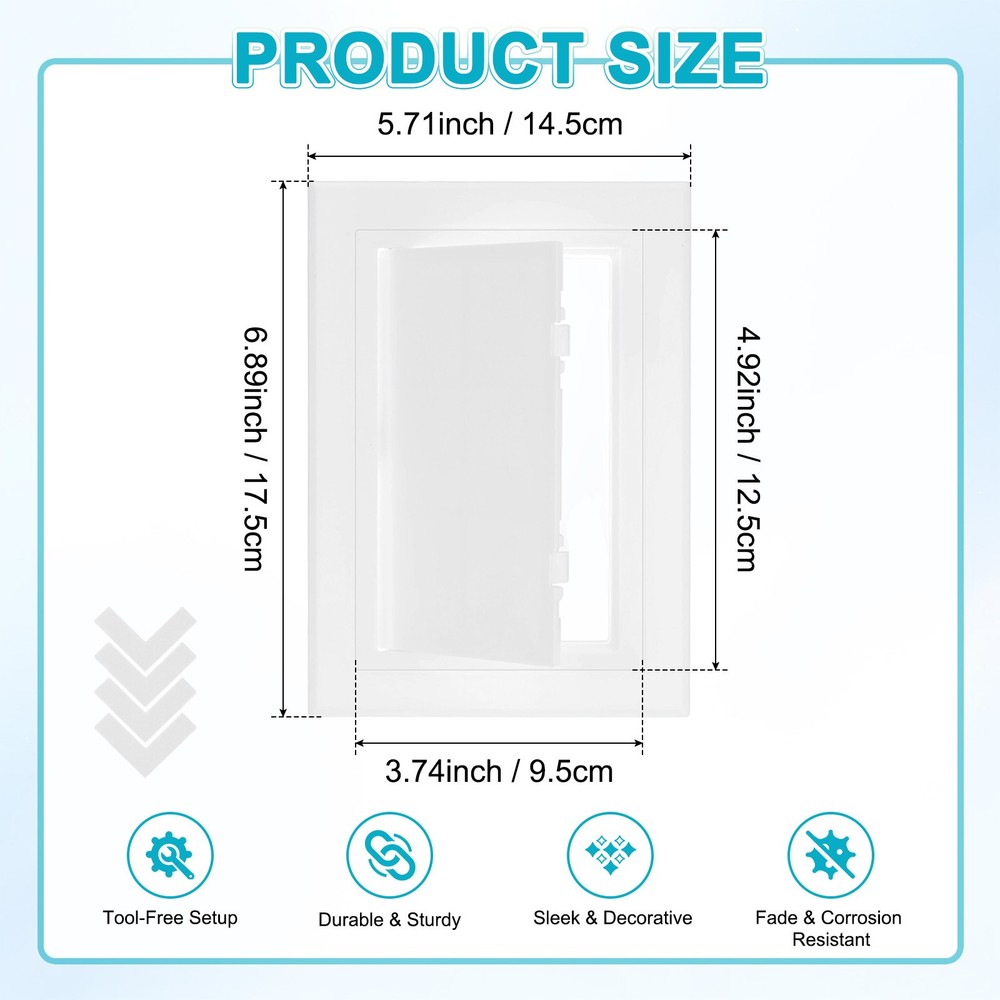 1-Pack Access Panel for Drywall, 3.7x6 Inch Plastic Self Adhesive Cover [White]