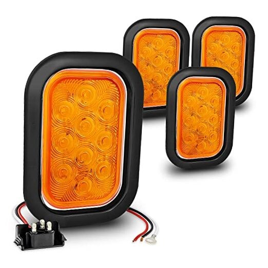 TRUE MODS 4pc 5x3 3x5 Inch Rectangle LED Trailer Tail Light Kit 4 Pack Amber
