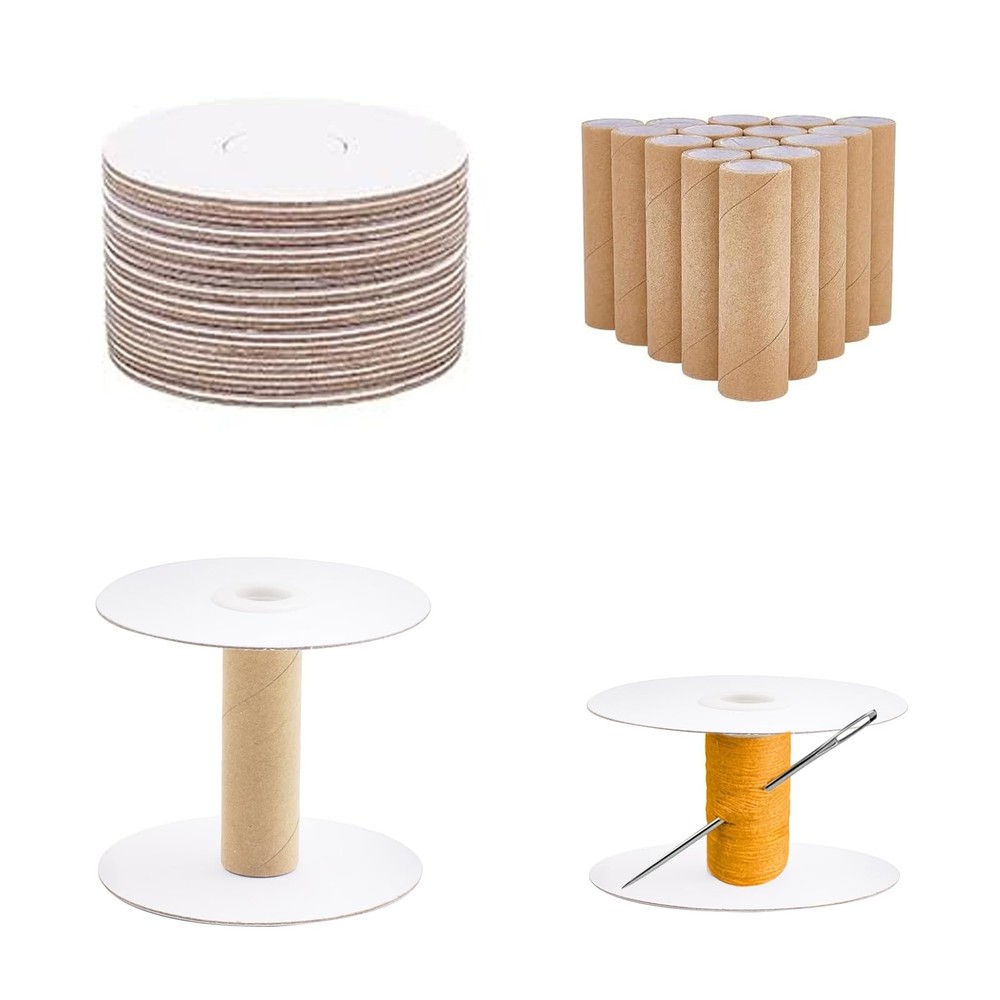 20 Sets Paper Sewing Spools Empty Paper Thread Spools 4 Sizes Removable Empty...