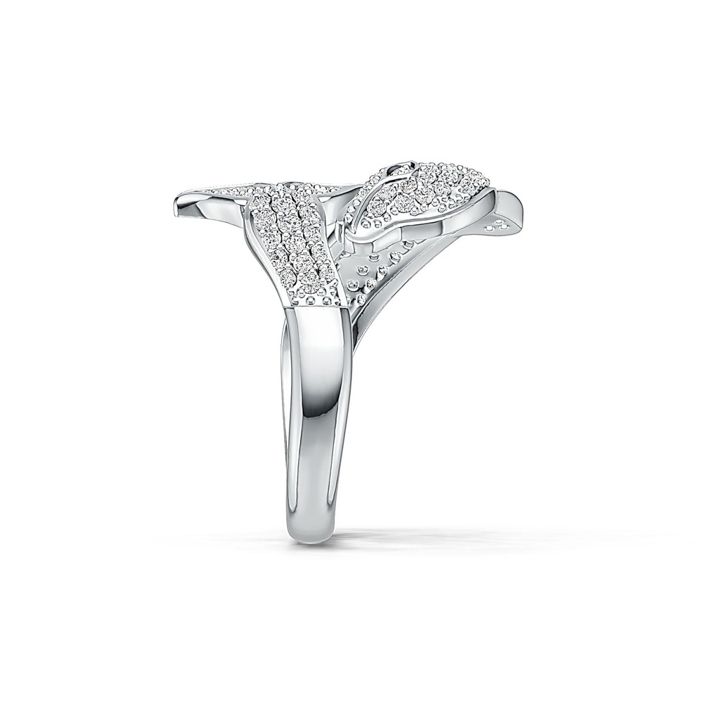 Sterling Silver Ring Fish Dolphin Theme with White Topaz or Moissanite