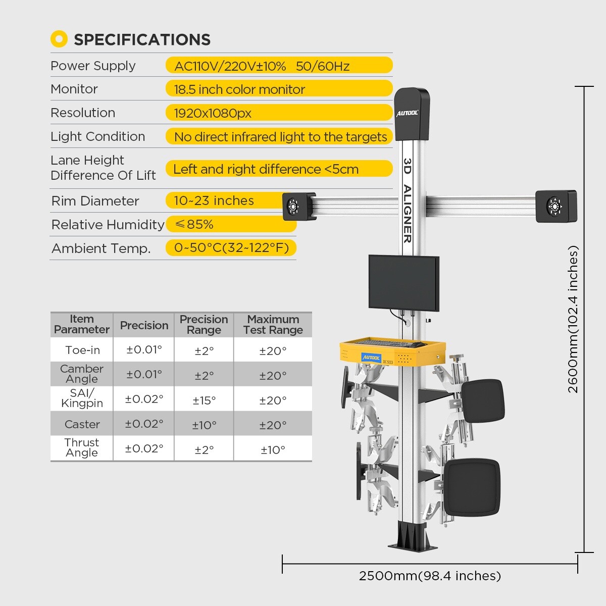 Wheel Alignment Machine 3D Wheel Aligner Wheel Alignment System Fully Automatic