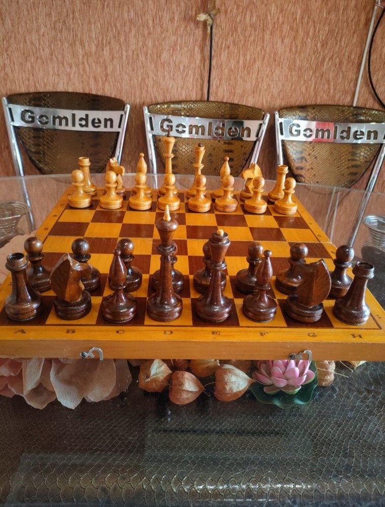 Vintage Wooden Chess Set Soviet USSR (#58)