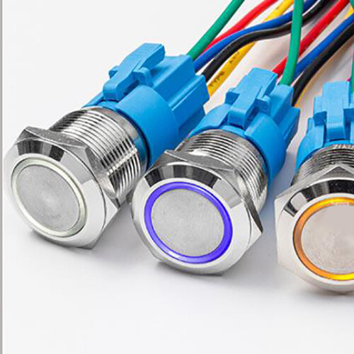 22mm 12V LED ON OFF Push Button Power Switch Latching with Wire Socket Harness