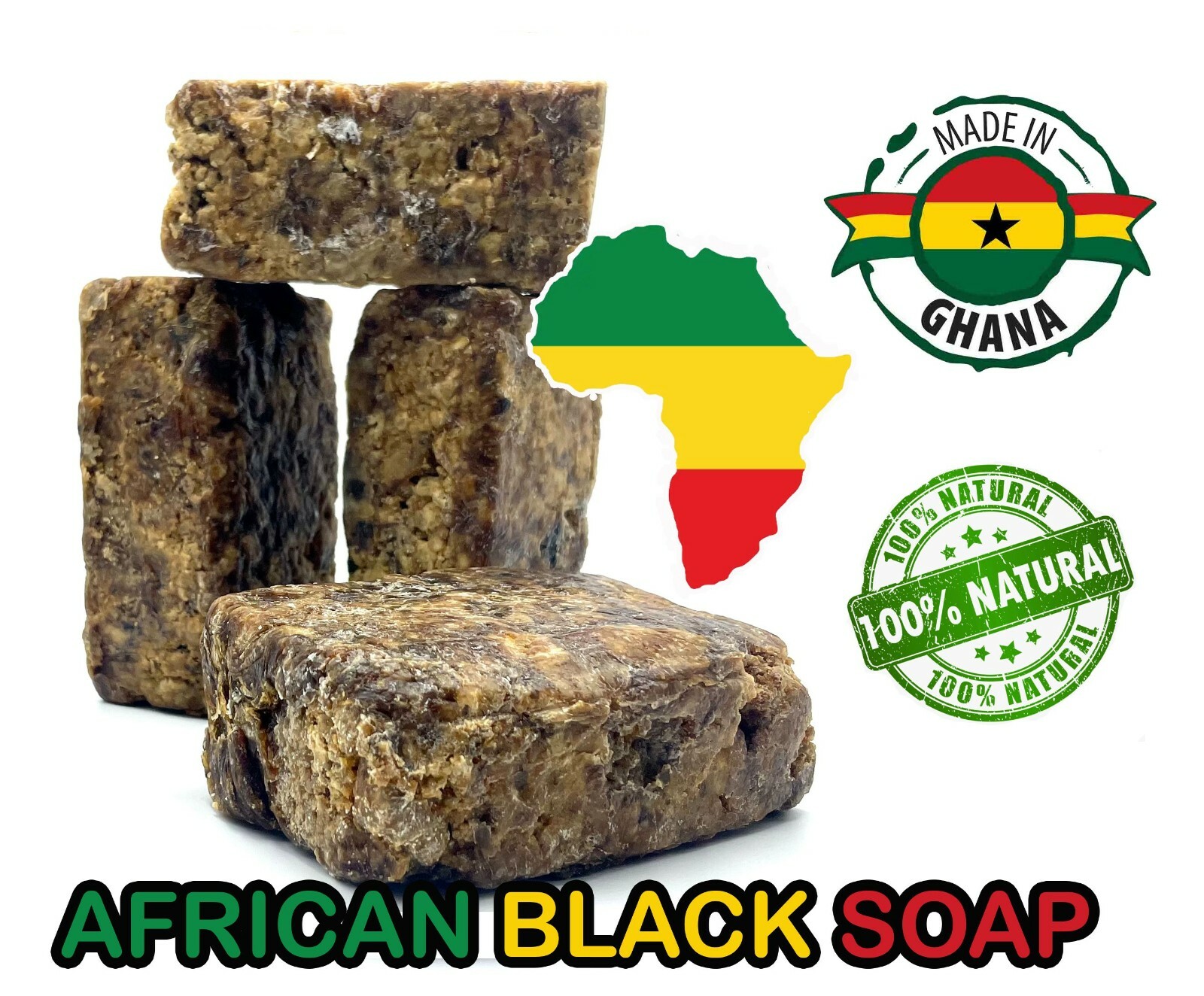 LEMON AFRICAN BLACK SOAP Organic GHANA Handmade Premium Quality CHOOSE SIZE