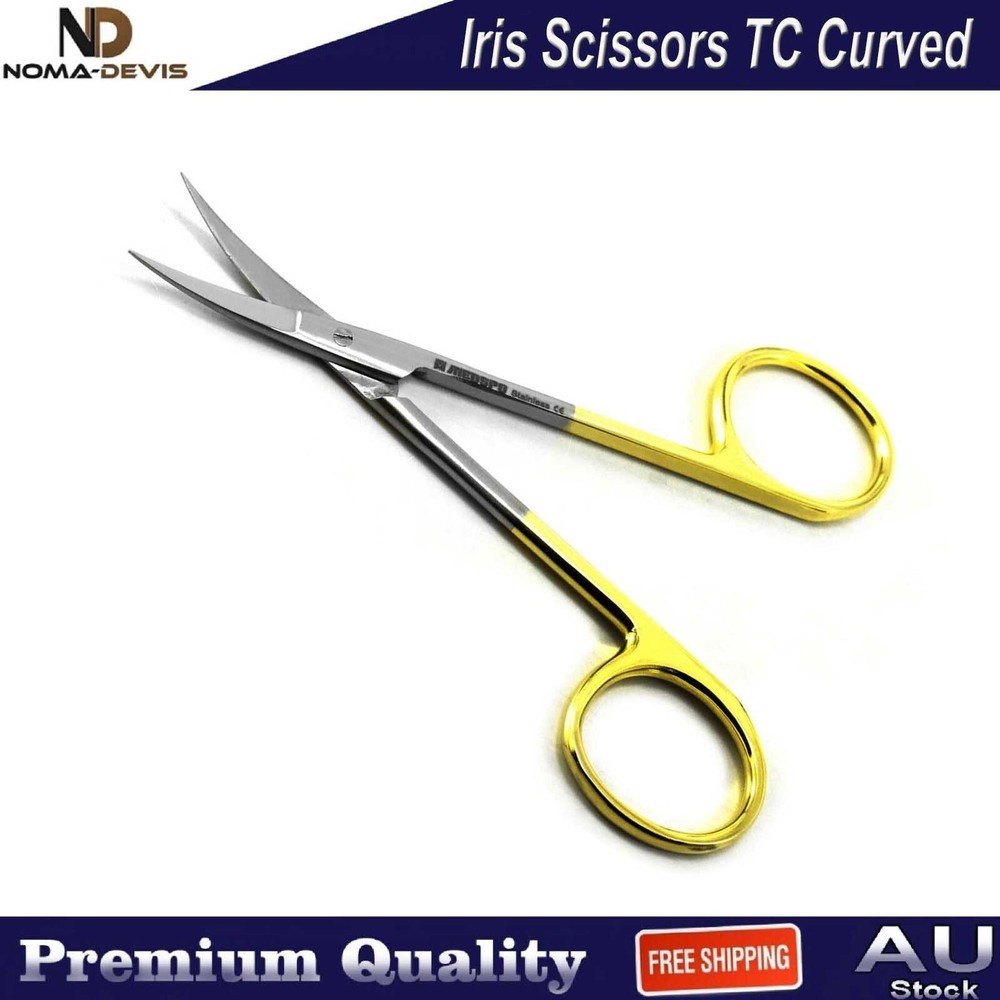Surgical Iris Scissors TC Curved Veterinary Microsurgery Dissecting Dental Shear
