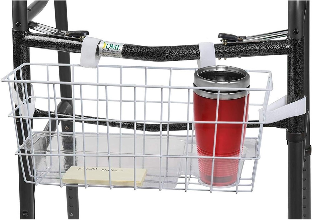Durable Walker Accessories Basket For Walker | No Tools Needed | Secure Cup Hold
