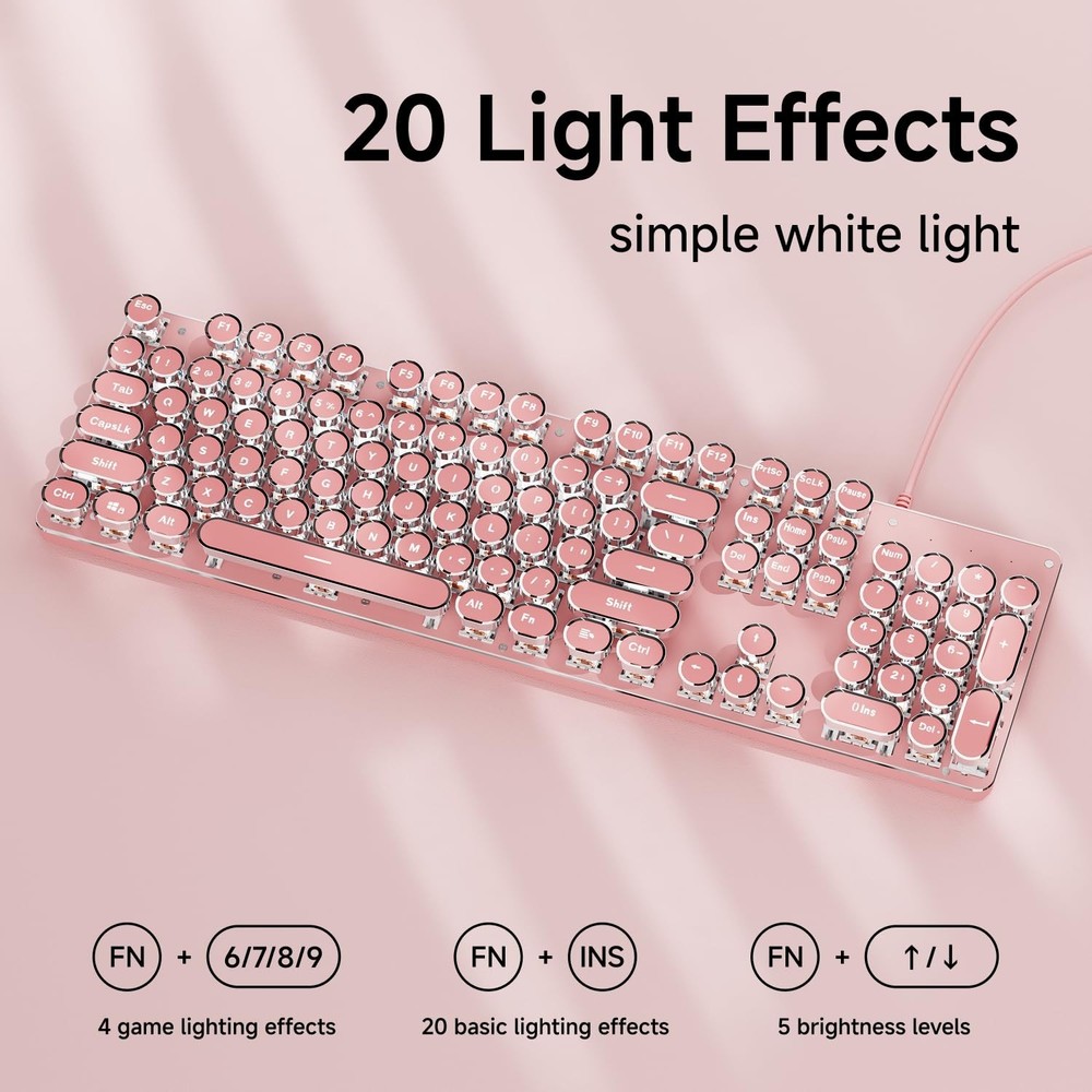 SEUNKWANG EWEADN TK100 Typewriter Keyboard Wired Mechanical Keyboard, 104 Key...