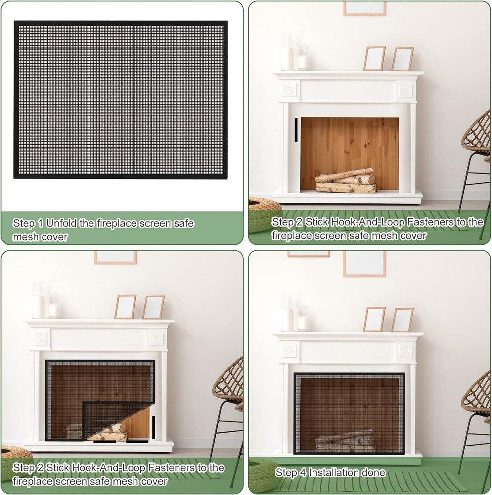 Fireplace Screen Safe Mesh Gate Mesh Screen Child Proof Existing Fireplace Ba...