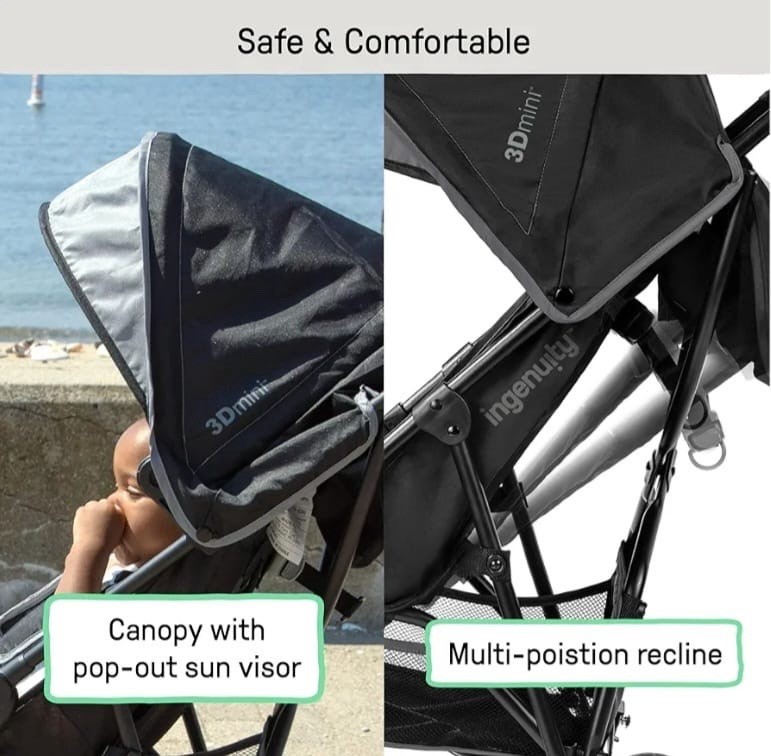 Summer by Ingenuity 3Dmini Lightweight Umbrella Stroller Gray Folding