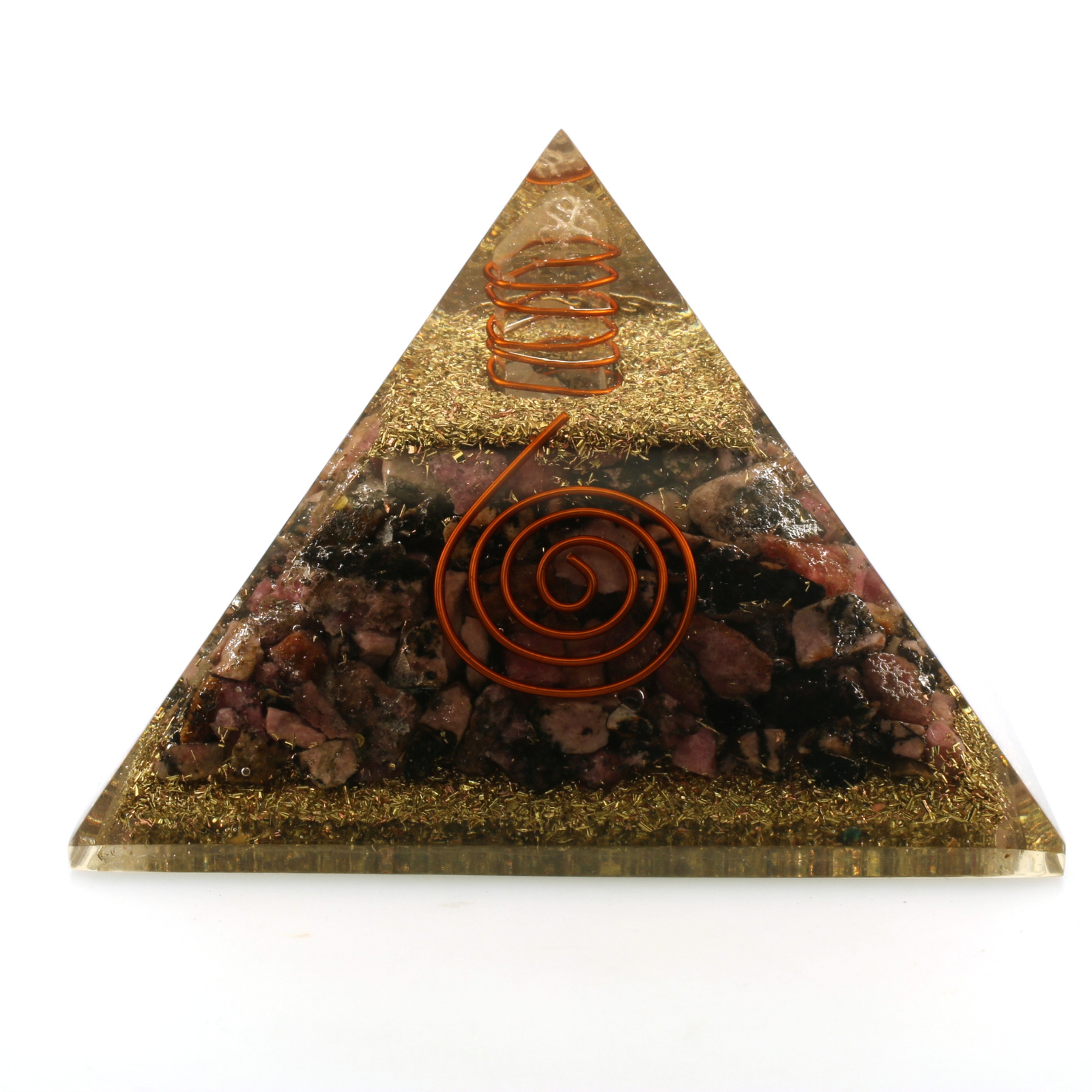 Natural Rhodonite Orgone Pyramid Extra LARGE 75mm 3in EMF & 5G Protection